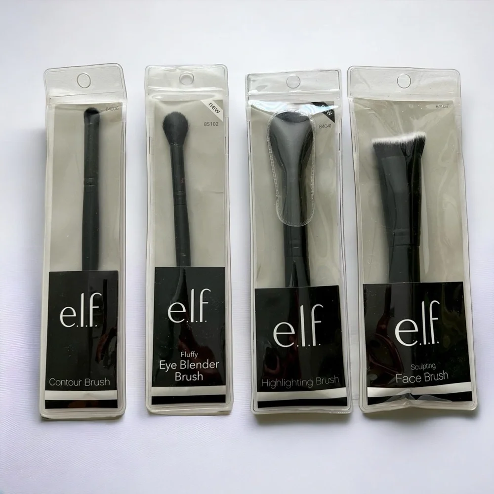 NEW e.l.f. 4 Piece Makeup Brush Set Travel Beauty Gift Vegan Cruelty Free